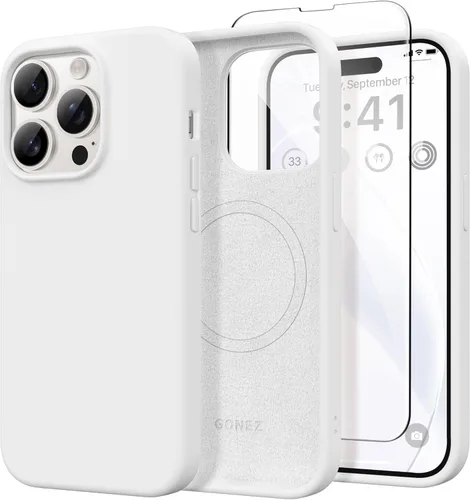 Vista 50 de GONEZ Funda magnética para iPhone 14, compatible con Magsafe, con protector de pantalla + protector de cámara, forro de microfibra antiarañazos