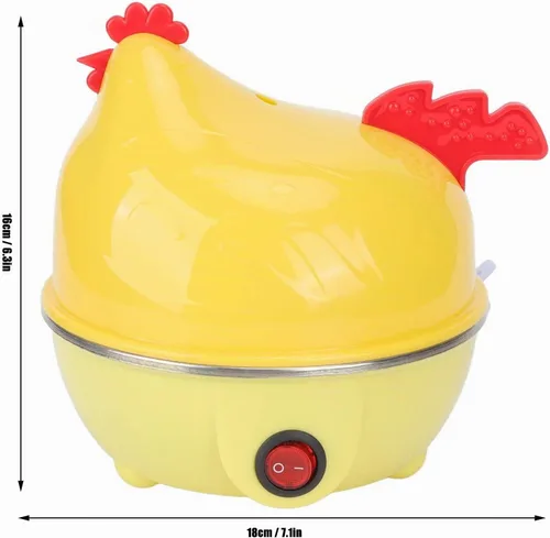 Vista 4 de Cocedor de huevos, olla eléctrica para huevos, multifunción, forma de pollo, caldera rápida para huevos, capacidad de 7 huevos, apagado automático
