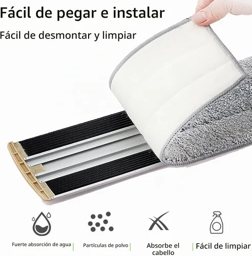 Vista 3 de Almohadillas de microfibra de 18 pulgadas, paquete de 6 cabezales de repuesto para mopas de microfibra para mopas húmedas y secas, almohadillas