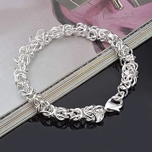 Vista 6 de Goodilest - Pulseras de plata de ley 925 para mujer pulsera de cadena de banquete regalo de joyería Plata