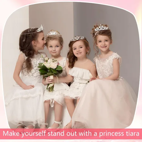 Vista 11 de 32 piezas de tiara de cristal para niñas, tiara de diamantes de imitación, diadema de princesa de cristal, corona de corazón plateado, diadema