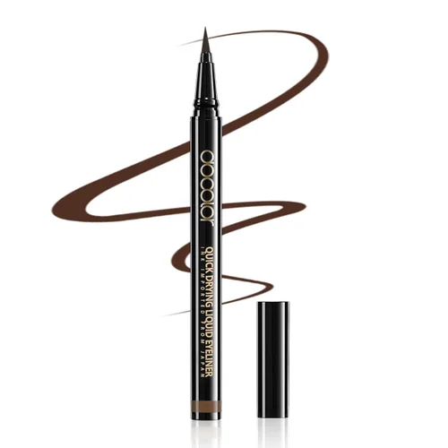 Vista 11 de Docolor - Lápiz delineador de ojos impermeable súper delgado y preciso, delineador líquido negro para todo el día, maquillaje profesional, lápiz