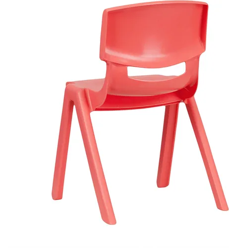 Vista 7 de Flash Furniture Silla escolar apilable de plástico rojo con altura de asiento de 13.25 pulgadas