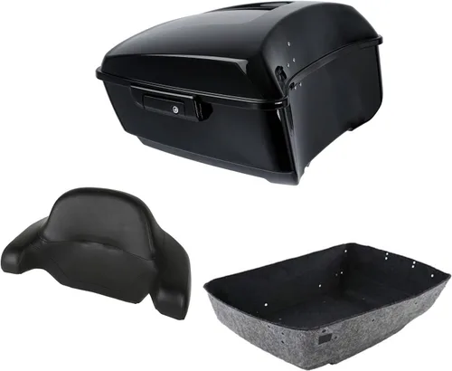 Vista 16 de Respaldo de Maletero de Equipaje King Tour Negro Brillante con Placa de Rack de Montaje Compatible con Harley Modelos Touring 2014-2025 Road Glide