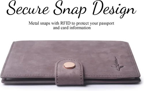 Vista 4 de Portapasaportes de cuero auténtico para pasaporte, con bloqueo Rfid - con compartimento para documentos de identificación