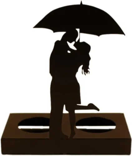 Vista 10 de Adorno de vela de hierro hecho a mano, estatua romántica de pareja para aniversarios, esculturas modernas decorativas, decoración de boda, adorno