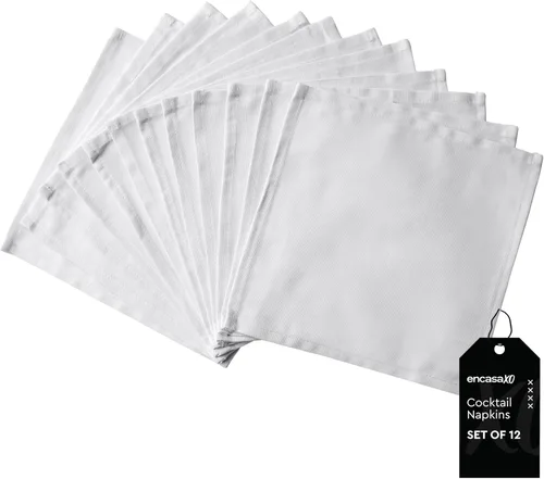 Vista 47 de Encasa XO Juego de 12 servilletas de tela de cóctel Servilletas de mesa de algodón puro Tamaño (9 x 9 pulgadas) B gris sólido Lavable a