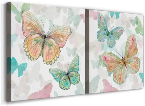 Vista 2 de Renditions Gallery Asbury Garden Butterflies I - Arte de pared, decoración en lienzo de alta calidad con envoltura de galería, listo para colgar, 10