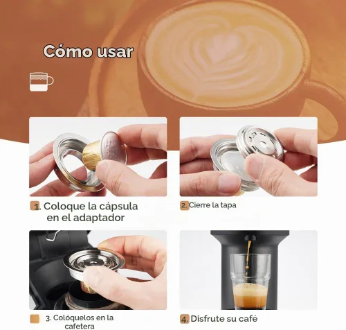 Vista 3 de Adaptador de cápsulas de café reutilizable compatible con Nespresso Vertuo, ENV135 y VertuoLine GCA1, convertidor de cápsulas de café de acero