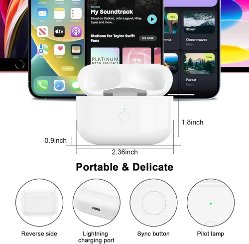 Vista 6 de Funda de carga de repuesto compatible con AirPod Pro de 2ª generación, Air pod Pro 2 con botón de sincronización de emparejamiento Bluetooth