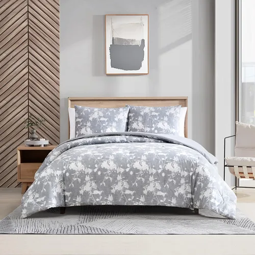 Vista 14 de Kenneth Cole New York - Juego de funda de edredón tamaño King, ropa de cama reversible de algodón con fundas a juego, decoración moderna del hogar