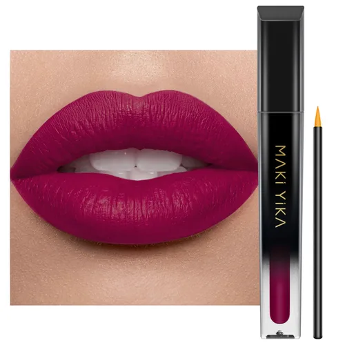 Vista 26 de MAKI YIKA Juego de 3 lápices labiales líquidos mate, color negro y rojo Negro/Rojo Oscuro/Desnudo