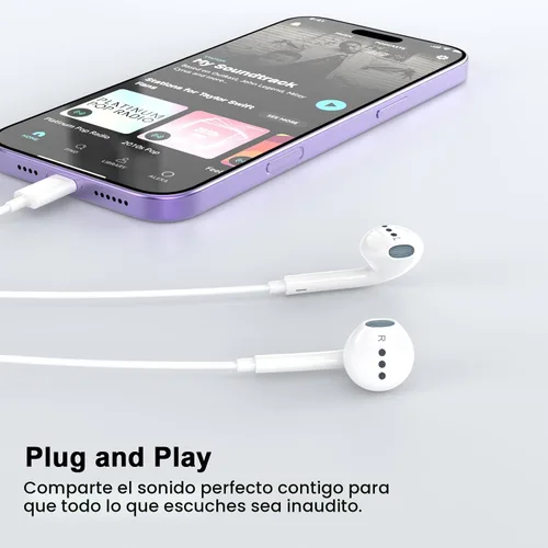 Vista 5 de [Certificado Apple MFi] Paquete de 2 auriculares Lightning, auriculares con cable True Plug and Play para iPhone con micrófono y control de volumen