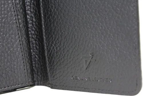 Vista 6 de J T C JUZAR TAPAL COLLECTION Billetera de cuero plegable para hombre con ventana de identificación y bolsillo con cremallera, hecha a mano, gruesa