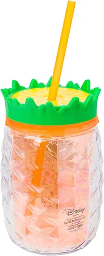 Vista 3 de Silver Buffalo Disney Lilo y Stitch Saludos desde Hawái con Scrump, Vaso de doble pared con forma de piña, 473 ml (16 oz)