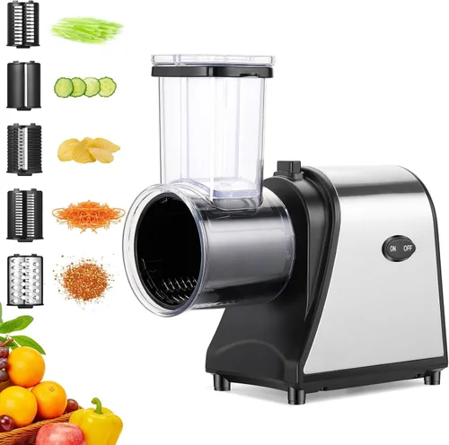 Vista 8 de Rallador eléctrico de queso, rallador de queso profesional de 250 W, triturador eléctrico para verduras, papas, quesos y frutas, uso en la cocina