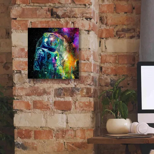 Vista 5 de Epic Graffiti 'BTC Bitcoin Moonlanding', arte de pared en lienzo, 12 x 12 pulgadas