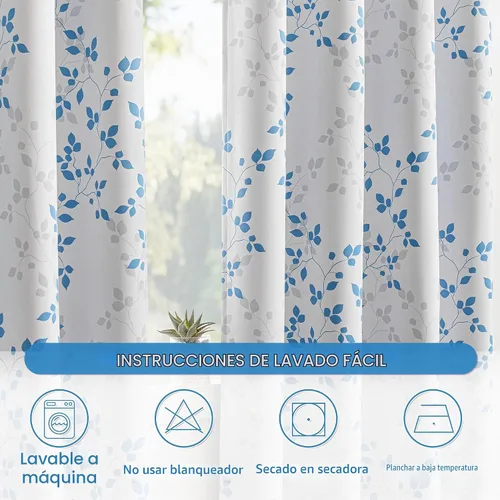 Vista 6 de MEETSKY Cortinas opacas azules 95% de 63 pulgadas de largo para dormitorio