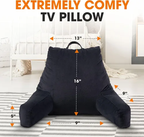 Vista 3 de Cheer Collection Almohada de lectura con brazos – Almohada de cama portátil para sentarse y apoyar, almohada de respaldo rellena de espuma
