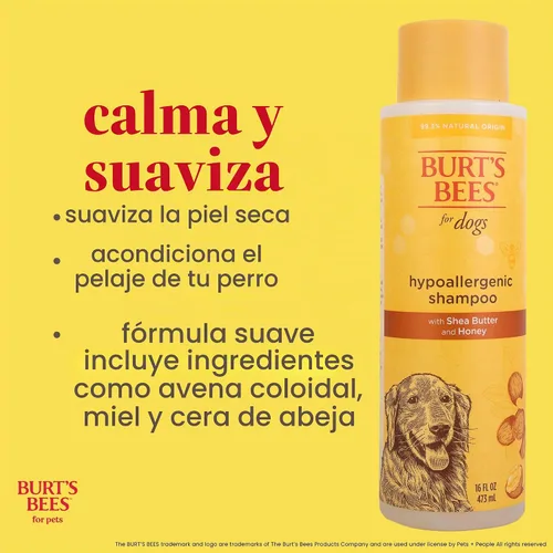 Vista 3 de Burts Bees for Pets Champú hipoalergénico para perros, manteca de karité