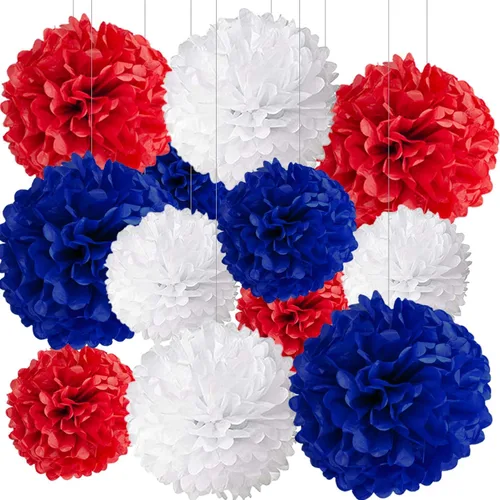 Vista 5 de BRZIKWT 12 pompones de papel de seda de punto ondulado degradado negro y dorado para fiesta, techo, colgar en la pared, decoración de flores