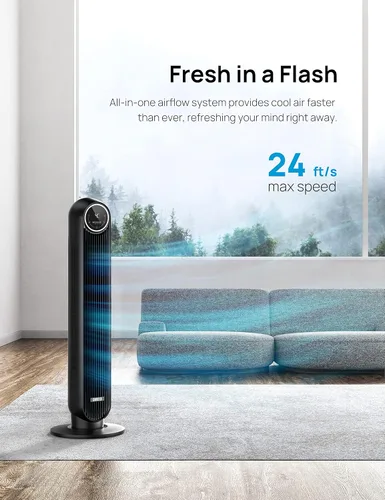 Vista 6 de Dreo Ventilador de torre Pilot Pro de 42 pulgadas con control remoto (DR-HTF005) Ventilador de torre para dormitorio, ventilador de piso silencioso