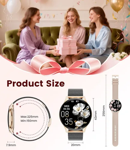 Vista 8 de LIGE Reloj inteligente para mujer, pantalla AMOLED de 1.43 pulgadas con respuesta/llamada para iPhone/Android/Samsung, rastreador de actividad