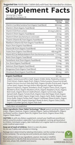 Vista 8 de Garden of Life Once Daily Multivitamínico de Alimentos Integrales para Hombres, Vitaminas y Minerales Orgánicos para Hombres, Vitamina C, Zinc