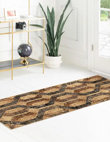 Vista 4 de Unique Loom Saturn Collection - Astra (Runner 2 pies 2 pulgadas x 5 pies 0 pulgadas, beige crema/negro)