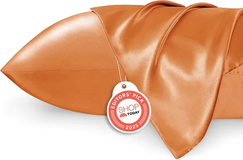 Vista 17 de Bedsure Paquete de 2 fundas de almohada de satén similares a las fundas de almohada de seda tamaño estándar, funda de almohada para mujeres que