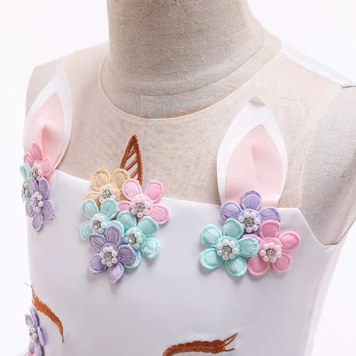 Vista 4 de COTRIO Unicorn Costume Fancy Dress Up Flower Girls Dresses Pageant Party Evening Gowns Halloween Tutu Dress
