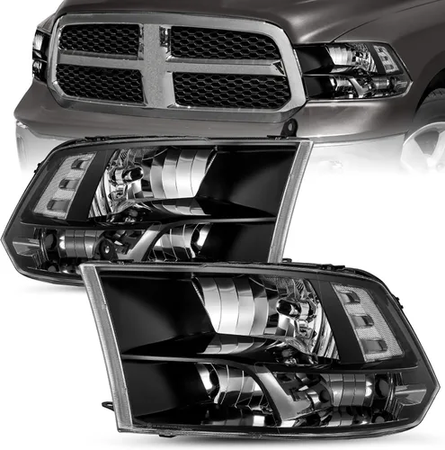 Vista 11 de SOCKIR Juego de faros delanteros para camioneta compatible con Dodge Ram 1500 2009-2018/Dodge Ram 2500 3500 2010-2018 OE Reemplazo de faros Carcasa