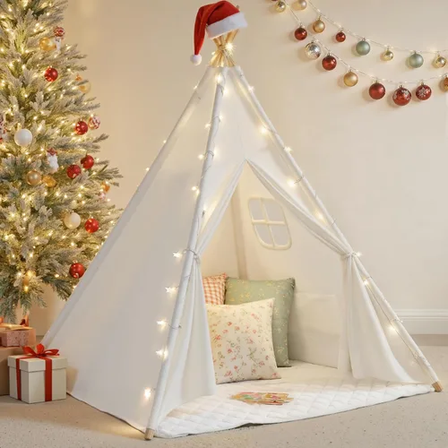 Vista 11 de Tienda de campaña tipi para niños, tiendas de campaña para niños y niñas, casa de juegos de regalos para juegos en interiores y exteriores, casa
