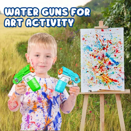 Vista 5 de Pistolas de agua para niños, paquete de 6 pistolas de chorro de agua de 220 CC de capacidad de 15 a 20 pies, pistola de agua para niños y niñas