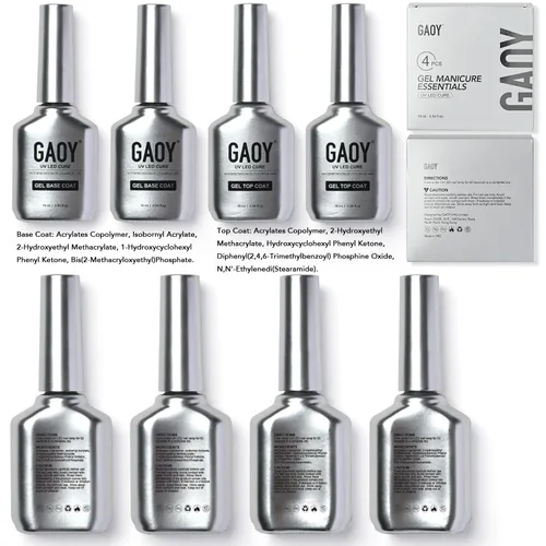 Vista 7 de GAOY 16ml 4 Piezas Juego de Capa Superior de Gel Brillante y Capa Base, Sin Limpieza, Combinación para Esmalte de Uñas con Curación UV