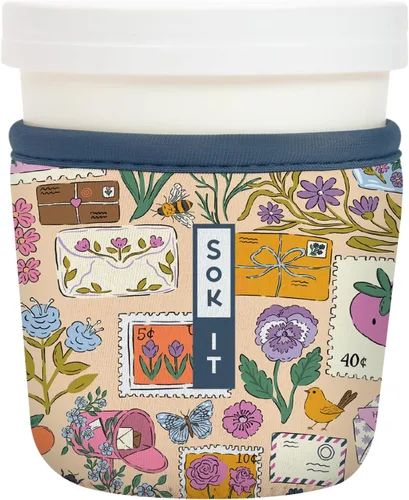 Vista 32 de Sok It IceCreamSok Cubierta de Neopreno Aislante (Floral Abstracto, Pintas de Helado Rectas)