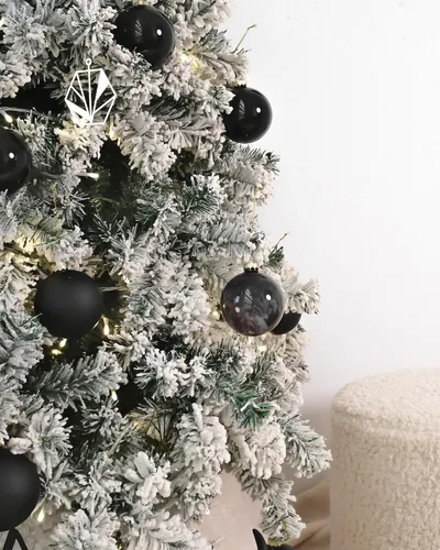 Vista 5 de DN DECONATION Adornos de Navidad de cristal negro, bolas de Navidad colgantes de 3.15 pulgadas para decoración del árbol de Navidad, juego de 9