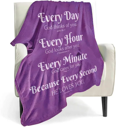 Vista 7 de QETXVI Manta con versículo bíblico con pensamientos y oraciones inspiradoras, manta religiosa, suave, ligera, acogedora manta de felpa cálida