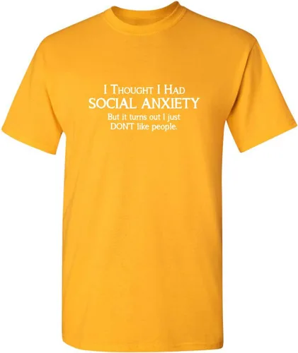 Vista 24 de Camiseta divertida con texto sarcástico en inglés: "Social Anxiety Like People Graphic Novelty" Negro