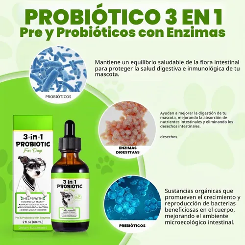 Vista 2 de Probióticos para perros, probióticos 3 en 1 para perros, probióticos para perros para apoyo digestivo, suplementos probióticos para perros