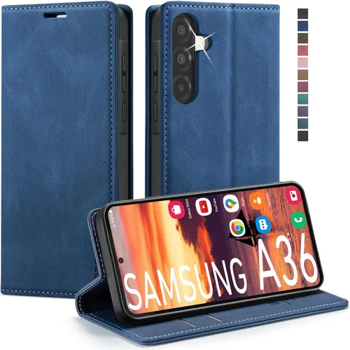 Vista 31 de Funda tipo cartera para Samsung Galaxy A32 5G con bloqueo RFID, tarjetero y función atril magnético, funda de cuero con tapa para Galaxy A32 5G