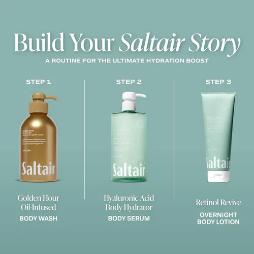 Vista 7 de Saltair Suero corporal de ácido hialurónico – Loción corporal hidratante para una piel de aspecto más suave – Crema hidratante de gel transparente
