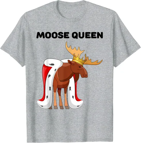 Vista 4 de Moose Queen Camiseta para niñas amantes de los alces Camiseta de alce para mujer, Blanco
