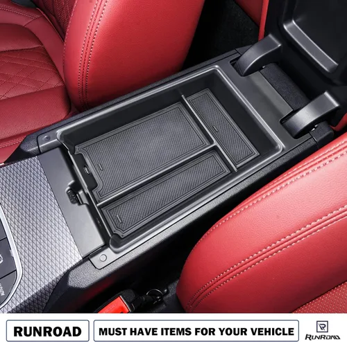 Vista 5 de RUNROAD Organizador de consola central compatible con BMW Serie 3 G20/G21 2019-2026 y Serie 4 G22/G23/i4 2021-2026 Accesorios, bandeja de consola