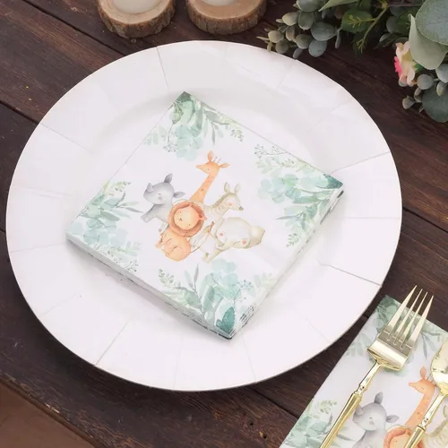 Vista 7 de Efavormart - Paquete de 20 servilletas de papel con estampado de animales de safari, servilletas de cóctel desechables suaves con temática de selva