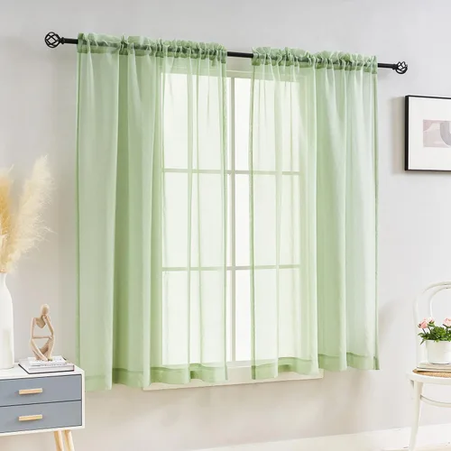 Vista 98 de MYSTIC-HOME Juego de cortinas de niveles transparentes blancas para cocina de 24 pulgadas de largo, tratamiento de cortinas para ventanas pequeñas