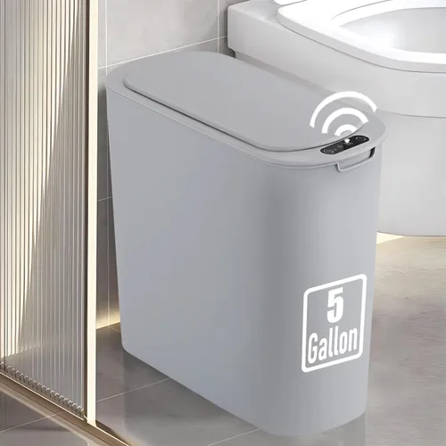 Vista 9 de TIPGO Cubo de basura de 5 galones con sensor de movimiento para baño con tapa, cubo de basura automático sin contacto, cesta de basura inteligente