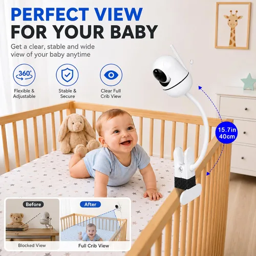 Vista 3 de Soporte de monitor de bebé de 15.7 pulgadas compatible con HelloBaby HB6560/HB65/HB6550/pro/HB66/HB248/HB6240/HB6351/HB6339/, cámara de monitor