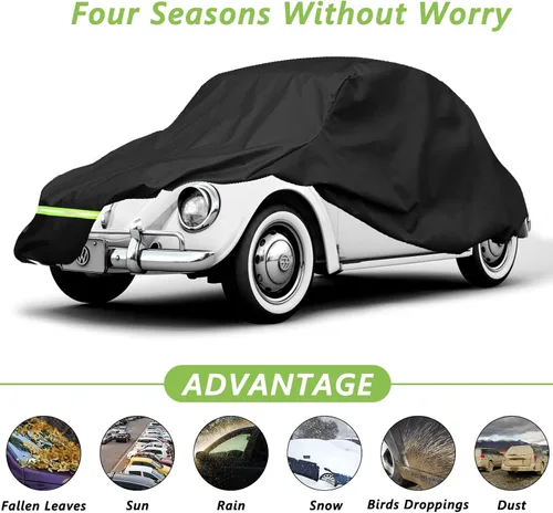 Vista 3 de YIXIN Fundas impermeables para coche para Volkswagen Beetle Bug Sedan 1960-1980, cubiertas de coche 190T, ajuste al cliente, correa resistente al