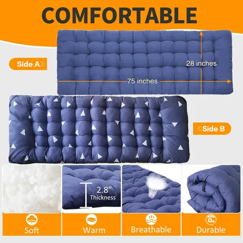 Vista 3 de Paquete de 2 catres de camping con colchón, cómodo y resistente, carga de hasta 450 libras, para dormir, cama de campamento, catre plegable